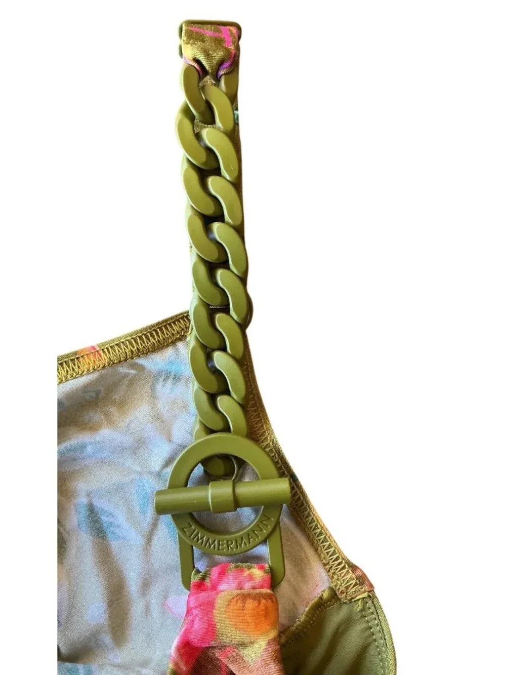 ZIMMERMANN Tropicana Asym Green Floral 1PC Swimsuit ZMN Sz 1 / US 4-6
